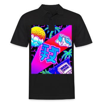 Synthwave Sun Hawaii Vaporwave Esthétique - Polo Homme - noir - Devant - Kai (181cm)