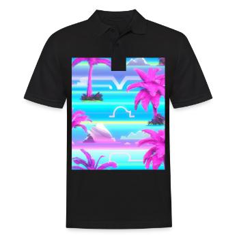 Synthwave Sun Hawaii Vaporwave Aesthetic - Men's Polo Shirt - black - Front - Kai (181cm)