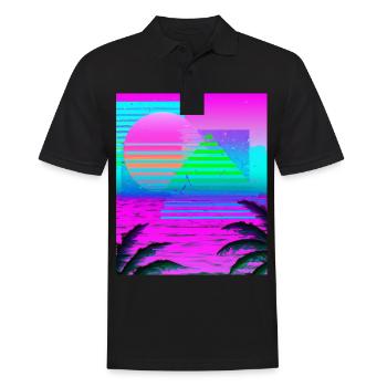 Synthwave Sun Hawaii Vaporwave Aesthetic - Men's Polo Shirt - black - Front - Kai (181cm)