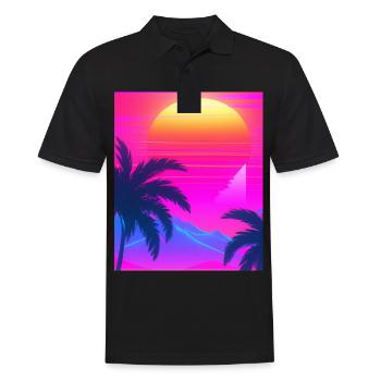 Synthwave Sun Hawaii Vaporwave Esthétique - Polo Homme - noir - Devant - Kai (181cm)