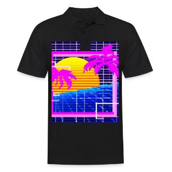 Synthwave Sun Hawaii Vaporwave Aesthetic - Men's Polo Shirt - black - Front - Kai (181cm)