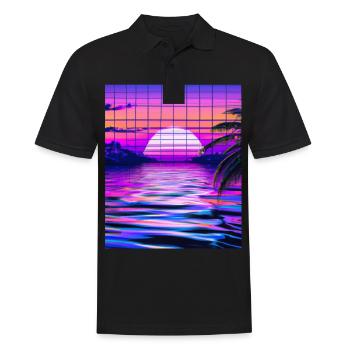 Synthwave Sun Hawaii Vaporwave Aesthetic - Men's Polo Shirt - black - Front - Kai (181cm)