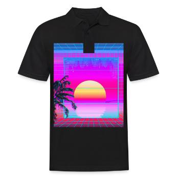 Synthwave Sun Hawaii Vaporwave Aesthetic - Men's Polo Shirt - black - Front - Kai (181cm)