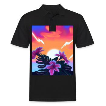 Synthwave Sun Hawaii Vaporwave Aesthetic - Men's Polo Shirt - black - Front - Kai (181cm)