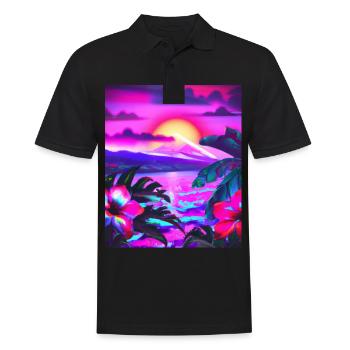 Synthwave Sun Hawaii Vaporwave Aesthetic - Men's Polo Shirt - black - Front - Kai (181cm)