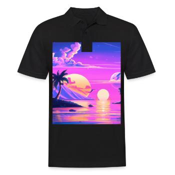 Synthwave Sun Hawaii Vaporwave Aesthetic - Men's Polo Shirt - black - Front - Kai (181cm)