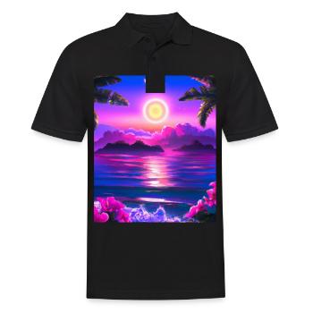 Synthwave Sun Hawaii Vaporwave Esthétique - Polo Homme - noir - Devant - Kai (181cm)