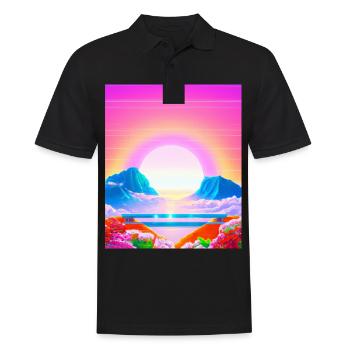 Synthwave Sun Hawaii Vaporwave Esthétique - Polo Homme - noir - Devant - Kai (181cm)