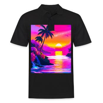 Synthwave Sun Hawaii Vaporwave Aesthetic - Men's Polo Shirt - black - Front - Kai (181cm)
