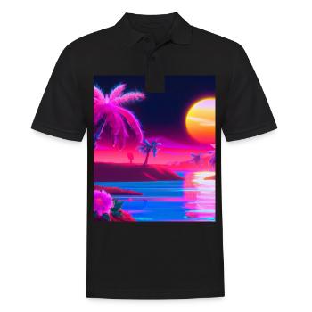 Synthwave Sun Hawaii Vaporwave Aesthetic - Men's Polo Shirt - black - Front - Kai (181cm)
