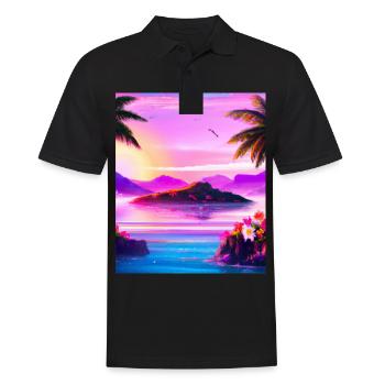 Synthwave Sun Hawaii Vaporwave Aesthetic - Men's Polo Shirt - black - Front - Kai (181cm)