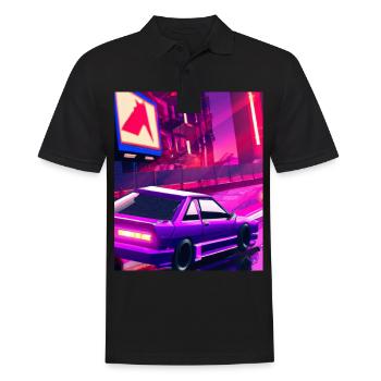 Vaporwave Esthétique Synthwave Car - Polo Homme - noir - Devant - Kai (181cm)