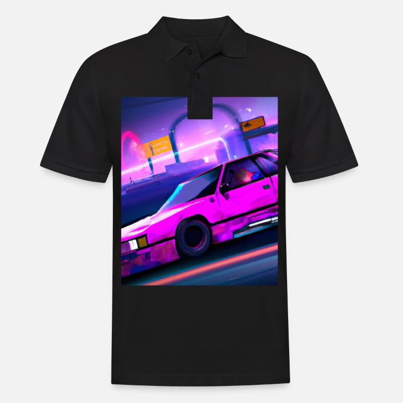 Vaporwave Esthétique Synthwave Car - Polo Homme - noir