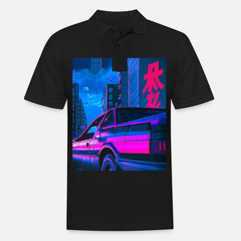 Vaporwave Esthétique Synthwave Car - Polo Homme - noir