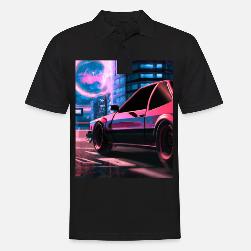 Vaporwave Aesthetic Synthwave Car - Männer Poloshirt - Schwarz