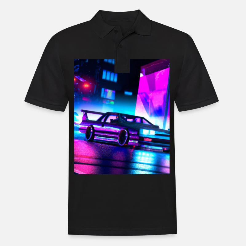 Vaporwave Esthétique Synthwave Car - Polo Homme - noir