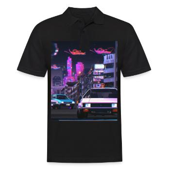 Vaporwave Esthétique Synthwave Car - Polo Homme - noir - Devant - Kai (181cm)