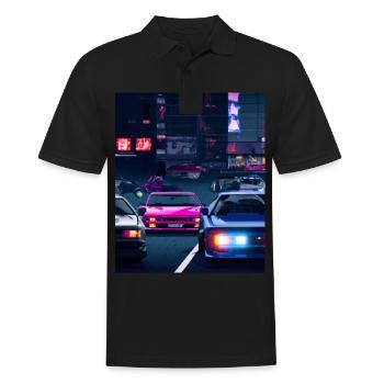 Vaporwave Esthétique Synthwave Car - Polo Homme - noir - Devant - Kai (181cm)