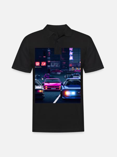 Vaporwave Aesthetic Synthwave Car - Men's Polo Shirt - black