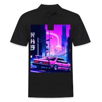 Vaporwave Esthétique Synthwave Car - Polo Homme - noir - Devant - Kai (181cm)