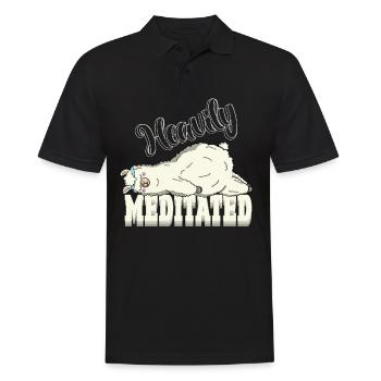 Peaceful But Heavily Meditated Yoga Alpaca Lazy - Männer Poloshirt - Schwarz - Vorne - Kai (181cm)
