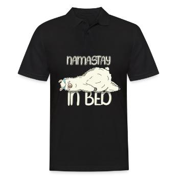 Sleepy Namaste in Bed Lazy Illustration - Männer Poloshirt - Schwarz - Vorne - Kai (181cm)