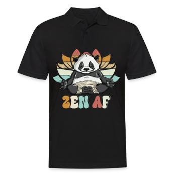 Peaceful Zen AF Panda Yoga Explorative Graphic - Männer Poloshirt - Schwarz - Vorne - Kai (181cm)