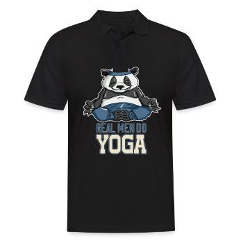 Real Man Do Yoga Divine Panda Cute Graphic - Männer Poloshirt - Schwarz - Vorne - Kai (181cm)