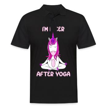 Magical I am Nicer After Yoga Unicorn Mystic - Männer Poloshirt - Schwarz - Vorne - Kai (181cm)