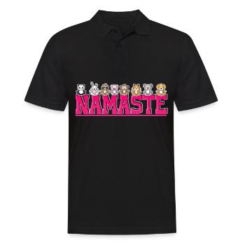 Namaste Cute Yoga Animals Jungle Greetings Wild - Männer Poloshirt - Schwarz - Vorne - Kai (181cm)