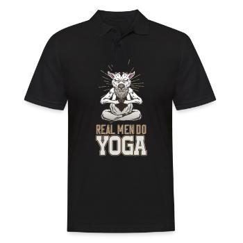 Real Man Do Yoga for the One and Only Yogi Goat - Männer Poloshirt - Schwarz - Vorne - Kai (181cm)
