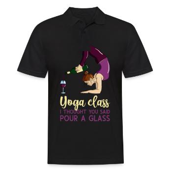 Comical Yoga Class I Thought You Said Pour A Glass - Männer Poloshirt - Schwarz - Vorne - Kai (181cm)