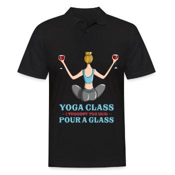 Amusing Yoga Class I Thought You Said Pour A Glass - Männer Poloshirt - Schwarz - Vorne - Kai (181cm)