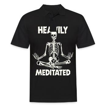 Heavily Meditated Skeleton Yogi Trendy Graphic - Männer Poloshirt - Schwarz - Vorne - Kai (181cm)