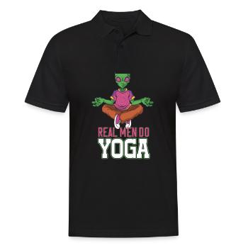 Real Man Do Yoga Zen like an Alien in the space - Männer Poloshirt - Schwarz - Vorne - Kai (181cm)