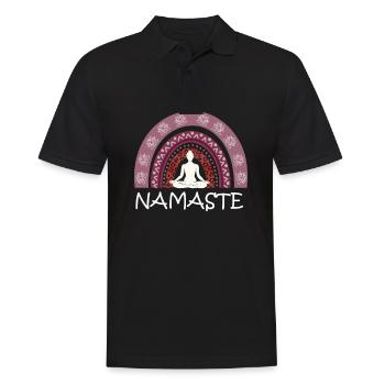 Namaste Cute Yoga Rainbow with Meditating Yogi - Männer Poloshirt - Schwarz - Vorne - Kai (181cm)
