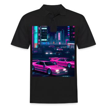 Vaporwave Esthétique Synthwave Car - Polo Homme - noir - Devant - Kai (181cm)