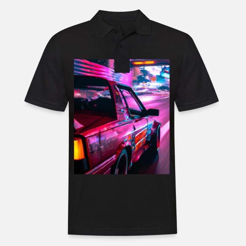Vaporwave Esthétique Synthwave Car - Polo Homme - noir