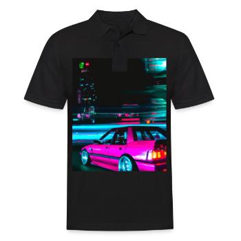Vaporwave Esthétique Synthwave Car - Polo Homme - noir - Devant - Kai (181cm)