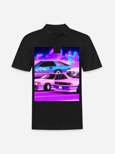 Vaporwave Aesthetic Synthwave Car - Men's Polo Shirt - black