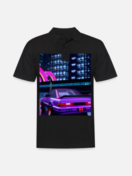 Vaporwave Aesthetic Synthwave Car - Men's Polo Shirt - black