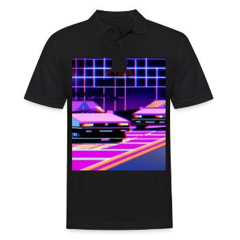 Vaporwave Esthétique Synthwave Car - Polo Homme - noir - Devant - Kai (181cm)