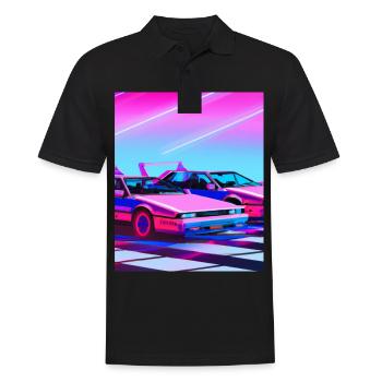 Vaporwave Esthétique Synthwave Car - Polo Homme - noir - Devant - Kai (181cm)