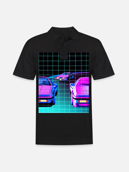 Vaporwave Aesthetic Synthwave Car - Men's Polo Shirt - black