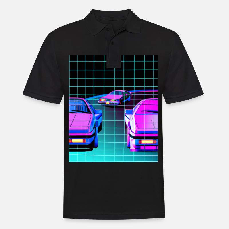 Vaporwave Aesthetic Synthwave Car - Männer Poloshirt - Schwarz