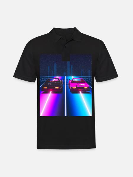 Vaporwave Aesthetic Synthwave Car - Men's Polo Shirt - black