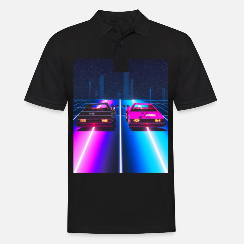 Vaporwave Aesthetic Synthwave Car - Männer Poloshirt - Schwarz