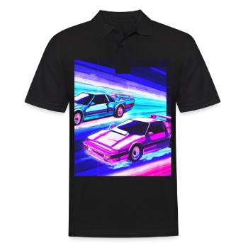 Vaporwave Esthétique Synthwave Car - Polo Homme - noir - Devant - Kai (181cm)
