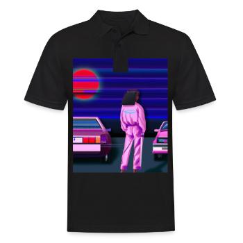 Vaporwave Esthétique Synthwave Car Anime Fille - Polo Homme - noir - Devant - Kai (181cm)