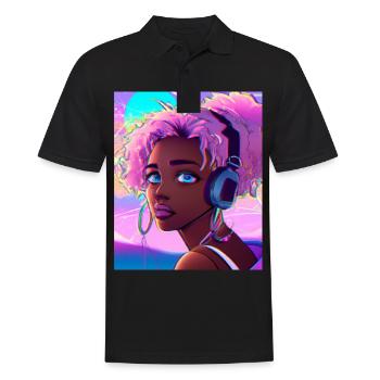 Pastel Aesthetic Cute Anime Girl - Men's Polo Shirt - black - Front - Kai (181cm)